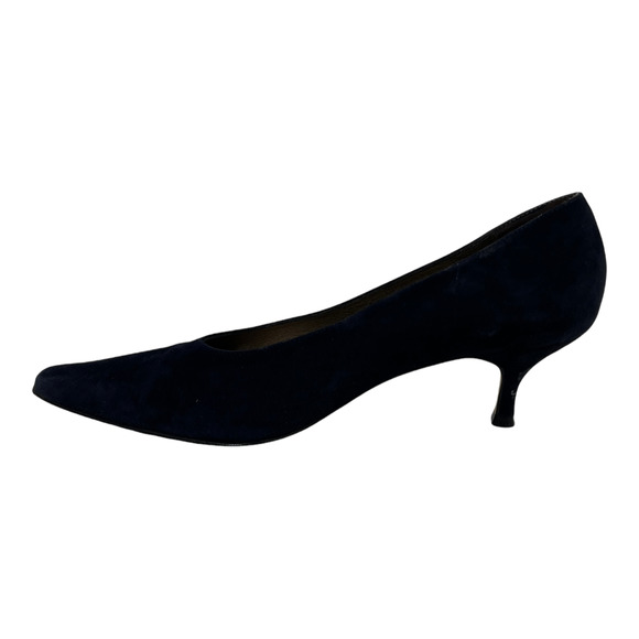 Franchetti Bond Laura Suede Navy Blue Pump Heels Women's Pointed Toe 40.5 US 10 - Picture 3 of 9